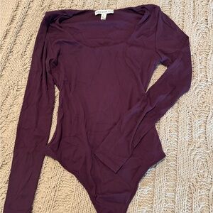Deep Purple Ribbed Long Sleeve Bodysuit